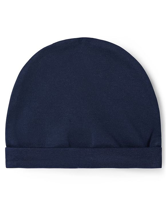 Babyhug Cotton Knit Full Sleeves T-Shirt & Pyjama Night Suit With Peach Print & Cap - Orange