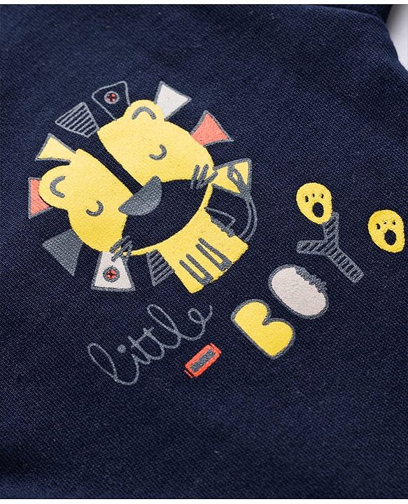 Babyhug Cotton Knit Full Sleeves T-Shirt & Pyjama Night Suit With Peach Print & Cap - Orange