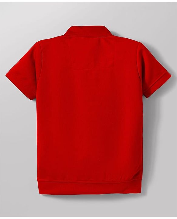 Babyhug Knitted Half Sleeves Jacket With Text Printed Inner Tee - Red