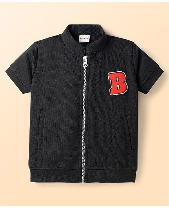 Babyhug Knitted Half Sleeves Jacket With Text Printed Inner Tee - Red