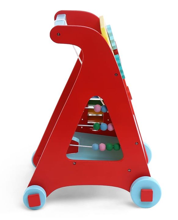 Babyhug Disney Mickey & Friends Wooden Activity Walker with Xylophone and 6 Activities - Red| Baby Safe Material| Engaging Activity Toys