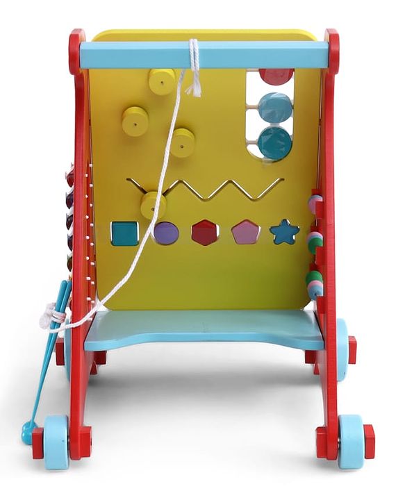 Babyhug Disney Mickey & Friends Wooden Activity Walker with Xylophone and 6 Activities - Red| Baby Safe Material| Engaging Activity Toys