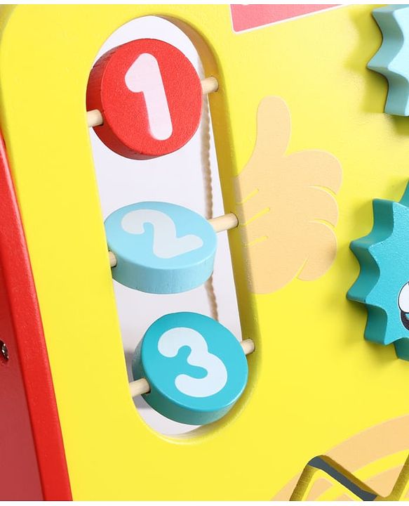 Babyhug Disney Mickey & Friends Wooden Activity Walker with Xylophone and 6 Activities - Red| Baby Safe Material| Engaging Activity Toys