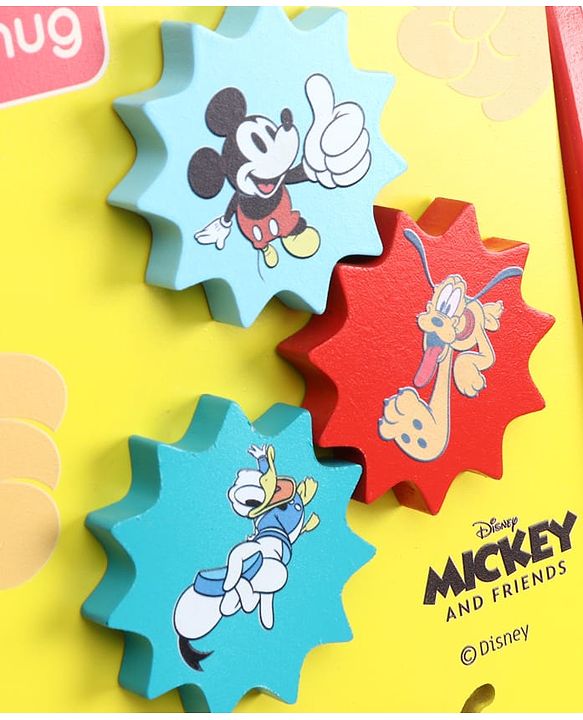 Babyhug Disney Mickey & Friends Wooden Activity Walker with Xylophone and 6 Activities - Red| Baby Safe Material| Engaging Activity Toys