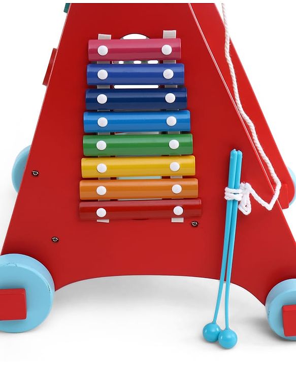 Babyhug Disney Mickey & Friends Wooden Activity Walker with Xylophone and 6 Activities - Red| Baby Safe Material| Engaging Activity Toys