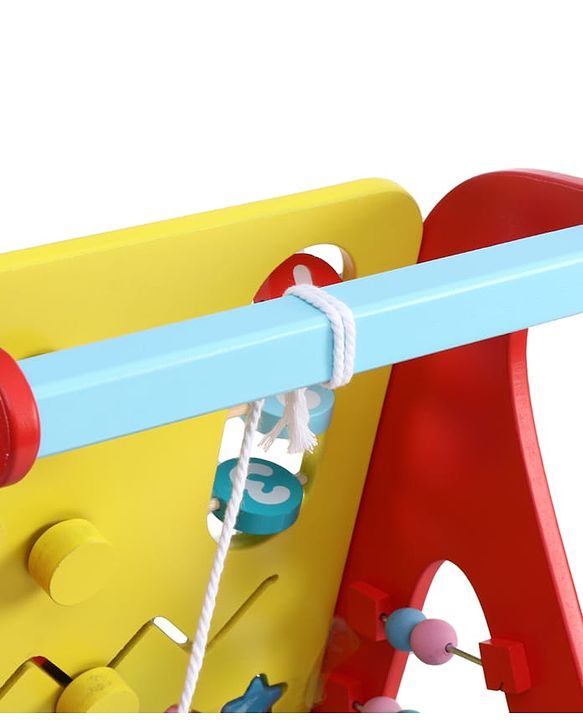 Babyhug Disney Mickey & Friends Wooden Activity Walker with Xylophone and 6 Activities - Red| Baby Safe Material| Engaging Activity Toys
