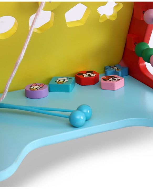 Babyhug Disney Mickey & Friends Wooden Activity Walker with Xylophone and 6 Activities - Red| Baby Safe Material| Engaging Activity Toys