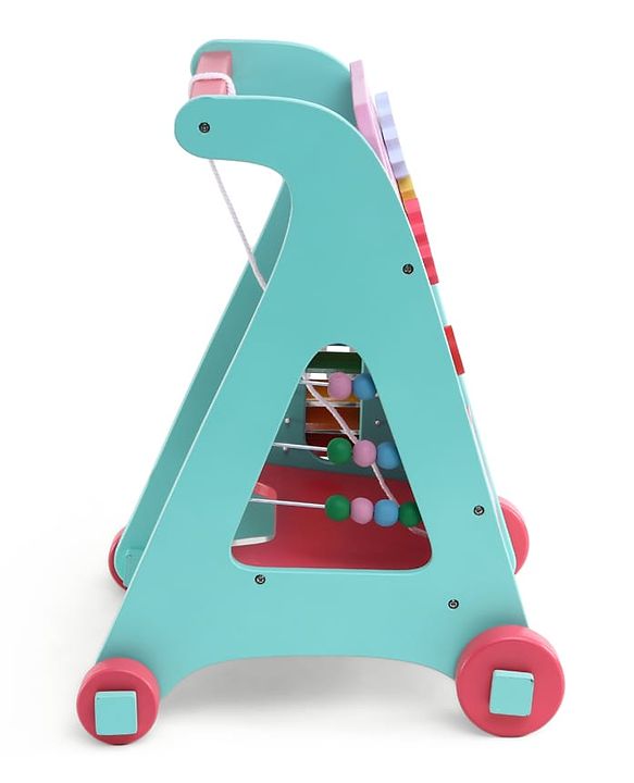 Babyhug Disney Mickey & Friends Wooden Activity Walker with Xylophone and 6 Activities - Red| Baby Safe Material| Engaging Activity Toys