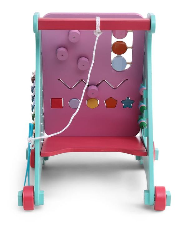 Babyhug Disney Mickey & Friends Wooden Activity Walker with Xylophone and 6 Activities - Red| Baby Safe Material| Engaging Activity Toys