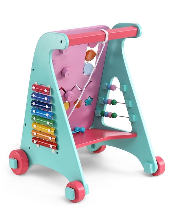 Babyhug Disney Mickey & Friends Wooden Activity Walker with Xylophone and 6 Activities - Red| Baby Safe Material| Engaging Activity Toys