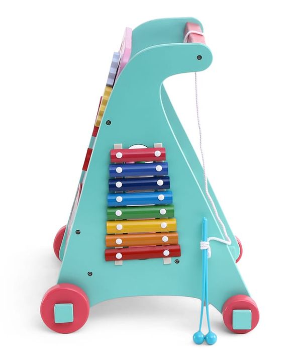 Babyhug Disney Mickey & Friends Wooden Activity Walker with Xylophone and 6 Activities - Red| Baby Safe Material| Engaging Activity Toys