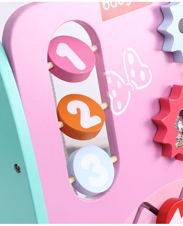 Babyhug Disney Mickey & Friends Wooden Activity Walker with Xylophone and 6 Activities - Red| Baby Safe Material| Engaging Activity Toys