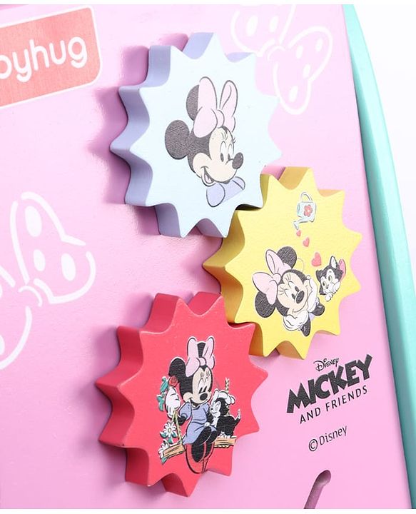 Babyhug Disney Mickey & Friends Wooden Activity Walker with Xylophone and 6 Activities - Red| Baby Safe Material| Engaging Activity Toys
