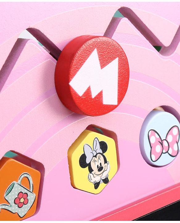 Babyhug Disney Mickey & Friends Wooden Activity Walker with Xylophone and 6 Activities - Red| Baby Safe Material| Engaging Activity Toys