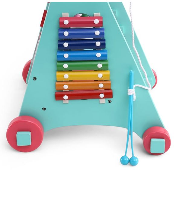 Babyhug Disney Mickey & Friends Wooden Activity Walker with Xylophone and 6 Activities - Red| Baby Safe Material| Engaging Activity Toys
