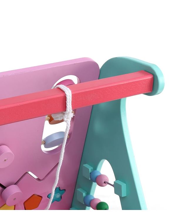 Babyhug Disney Mickey & Friends Wooden Activity Walker with Xylophone and 6 Activities - Red| Baby Safe Material| Engaging Activity Toys