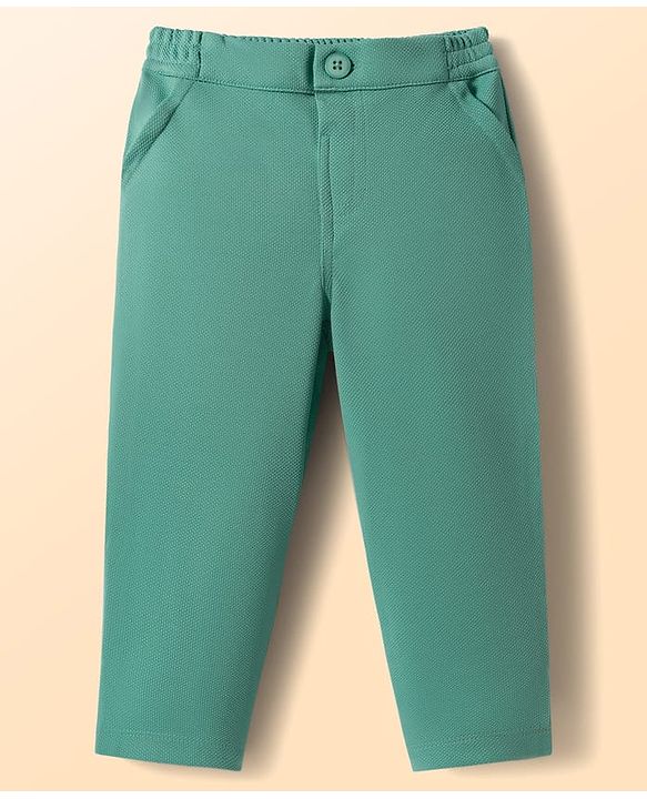 Babyhug Knit Full Sleeves Stretchable Solid 3 Piece Party Suit With Bow - Mint