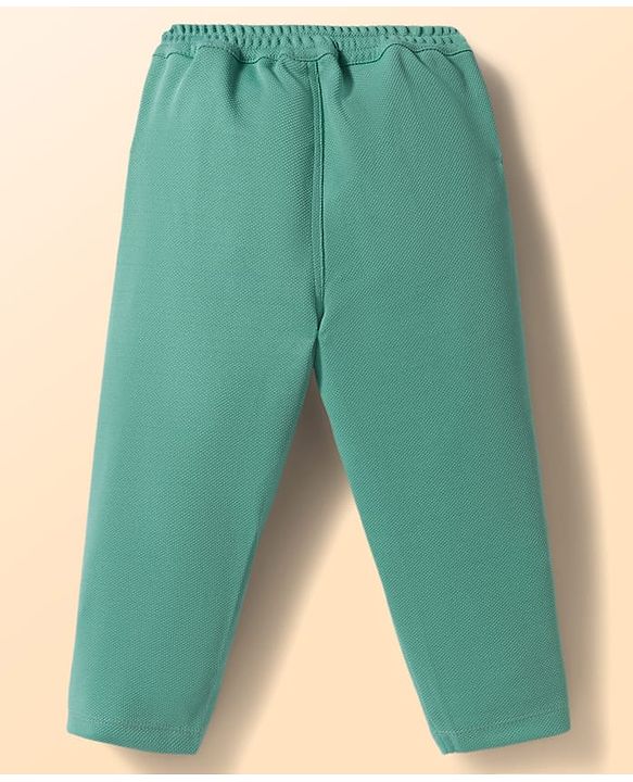 Babyhug Knit Full Sleeves Stretchable Solid 3 Piece Party Suit With Bow - Mint