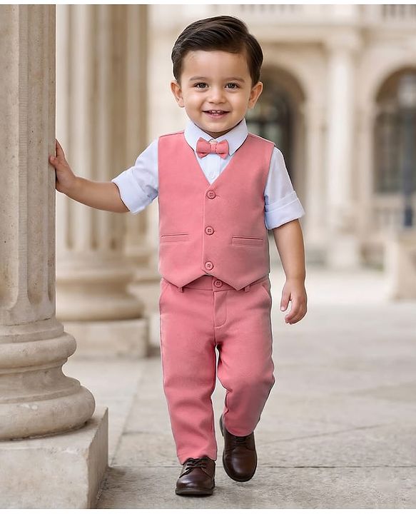 Babyhug Knit Full Sleeves Stretchable Solid 3 Piece Party Suit With Bow - Mint