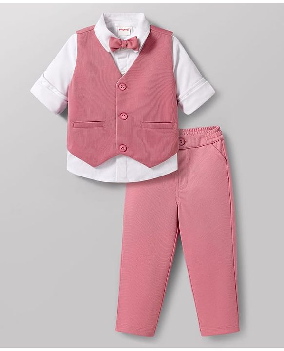 Babyhug Knit Full Sleeves Stretchable Solid 3 Piece Party Suit With Bow - Mint