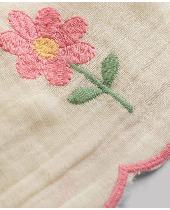 Babyhug Cotton Woven Sleeveless Floral Embroidered Frock- White