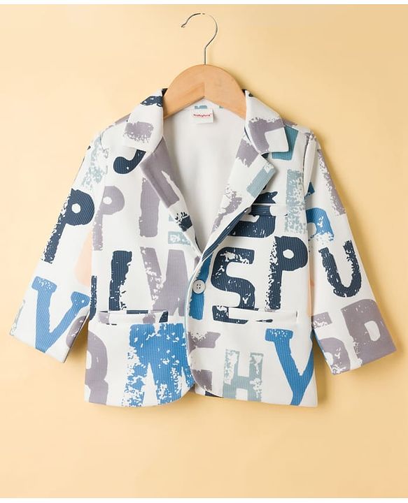 Babyhug Knit Full Sleeves Text Printed Blazer with T-Shirt - Multicolor