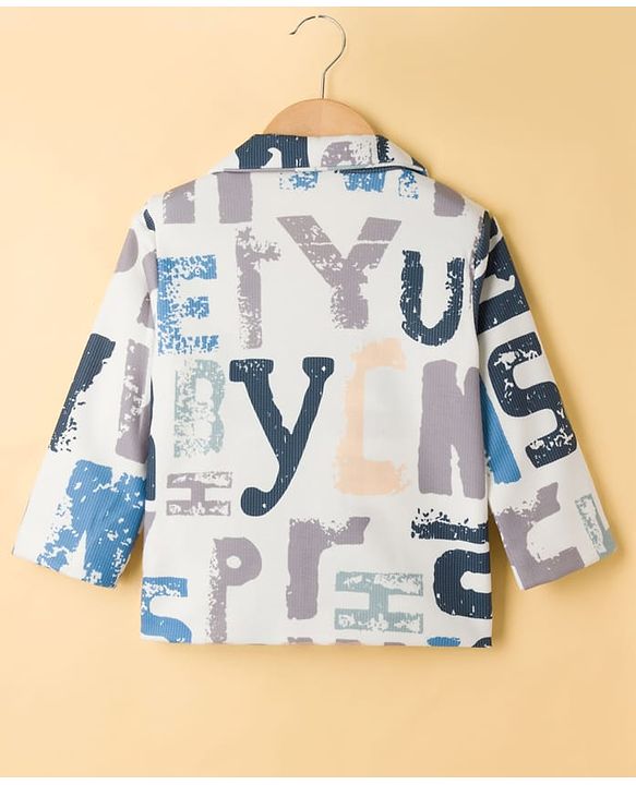 Babyhug Knit Full Sleeves Text Printed Blazer with T-Shirt - Multicolor