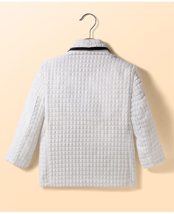 Babyhug Knit Full Sleeves Textured Premium Fabric Blazer with Tee - White