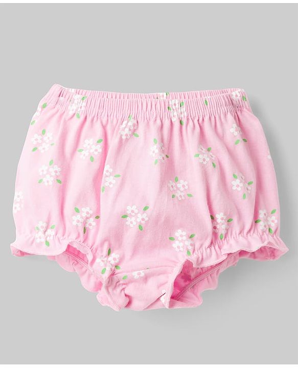 Babyhug 100% Cotton Knit Antibacterial Bloomers with Floral Print Pack of 3 - Multicolor