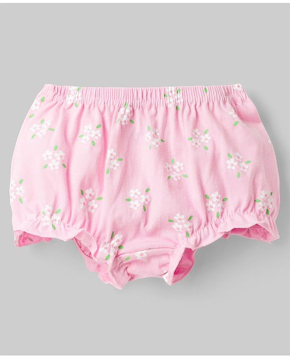 Babyhug 100% Cotton Knit Antibacterial Bloomers with Floral Print Pack of 3 - Multicolor