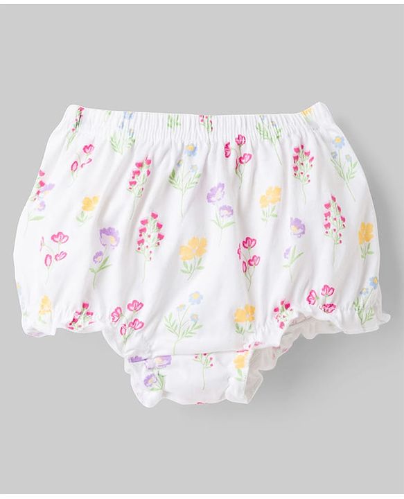 Babyhug 100% Cotton Knit Antibacterial Bloomers with Floral Print Pack of 3 - Multicolor