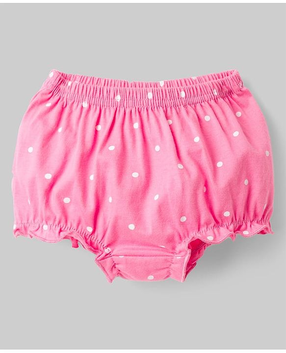 Babyhug 100% Cotton Knit Antibacterial Bloomers with Bow & Polka Dot Print Pack of 3 - Multicolor
