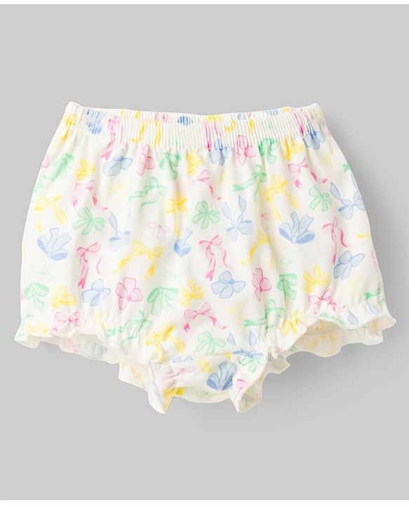 Babyhug 100% Cotton Knit Antibacterial Bloomers with Bow & Polka Dot Print Pack of 3 - Multicolor