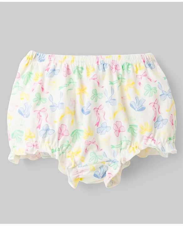 Babyhug 100% Cotton Knit Antibacterial Bloomers with Bow & Polka Dot Print Pack of 3 - Multicolor