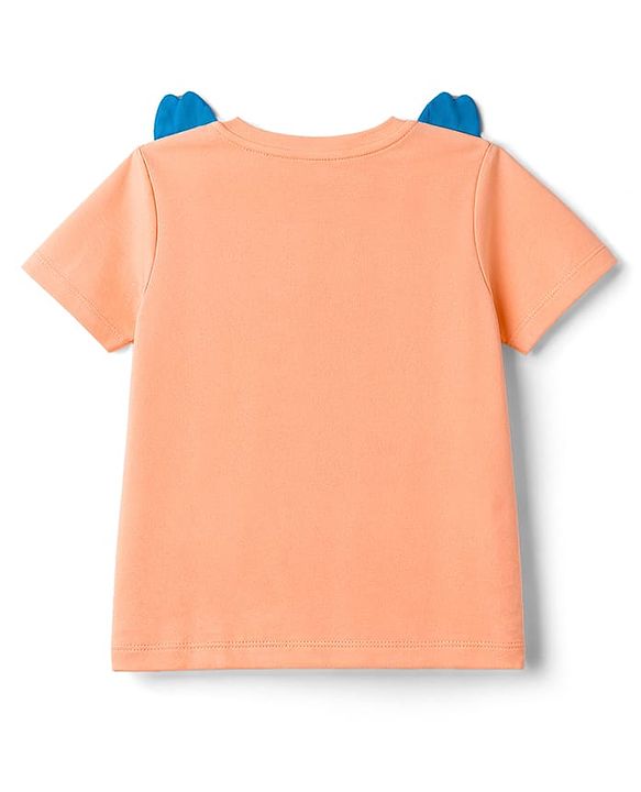 Babyhug Cotton Knit T-Shirts Half Sleeves Structured with Graphics & Applique Detailing Orange 12-18 Months