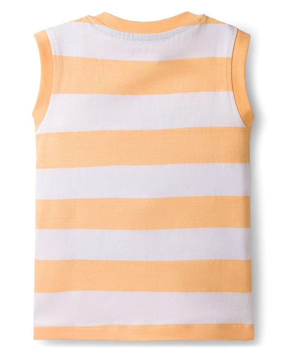 Babyhug Cotton Knit Sleeveless T-Shirt with Graphics Multi Color 6-9 Months