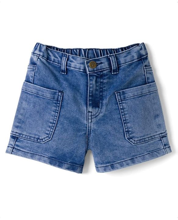 Pine Kids Cotton Woven Knee Length Shorts With Pockets - Navy Blue