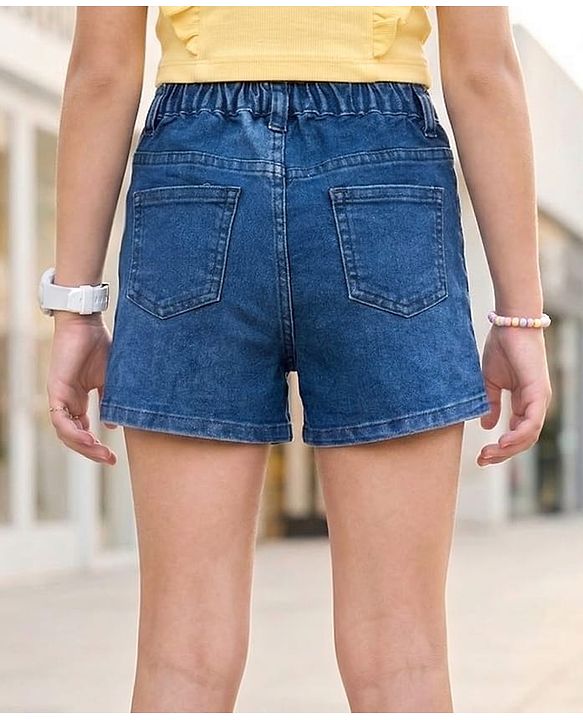 Pine Kids Cotton Woven Solid Knee Length Shorts - Navy Blue