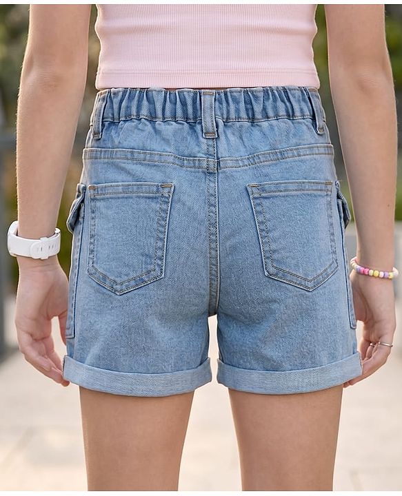 Pine Kids Cotton Woven Knee Length Solid Shorts - Navy Blue