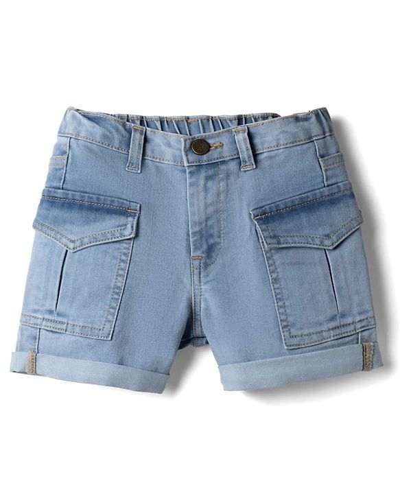 Pine Kids Cotton Woven Knee Length Solid Shorts - Navy Blue