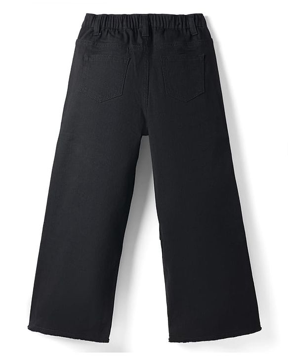 Pine Kids Woven Full Length Solid Flared Jeans - Black