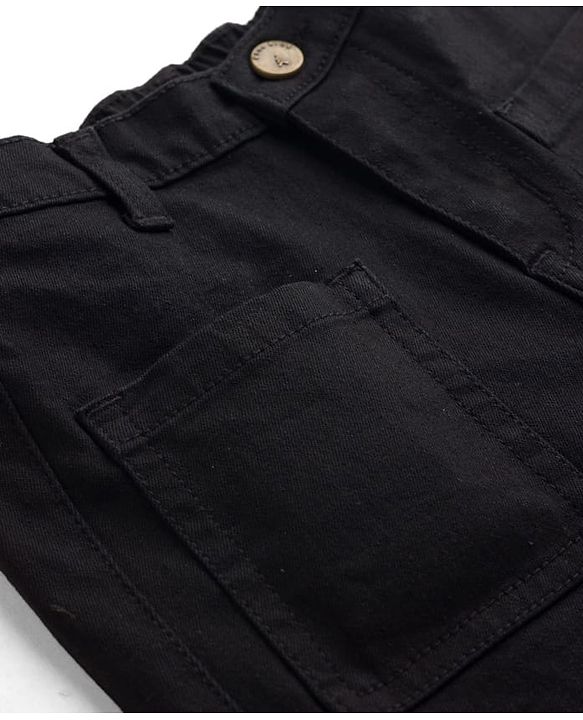 Pine Kids Woven Full Length Solid Flared Jeans - Black