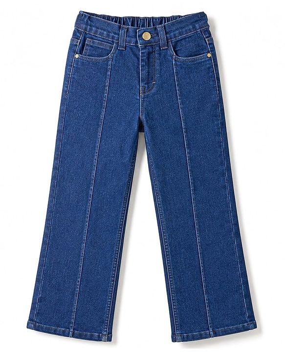 Pine Kids Woven Ankle Length Cut N Sew Solid Jeans - Blue