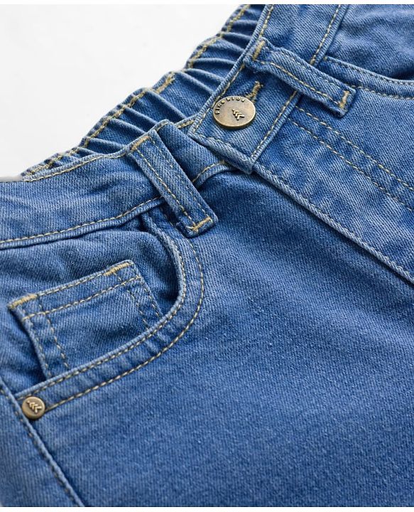 Pine Kids Woven Ankle Length Butterfly Printed Flared Jeans - Blue