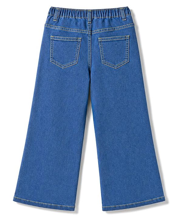 Pine Kids Woven Ankle Length Butterfly Printed Flared Jeans - Blue