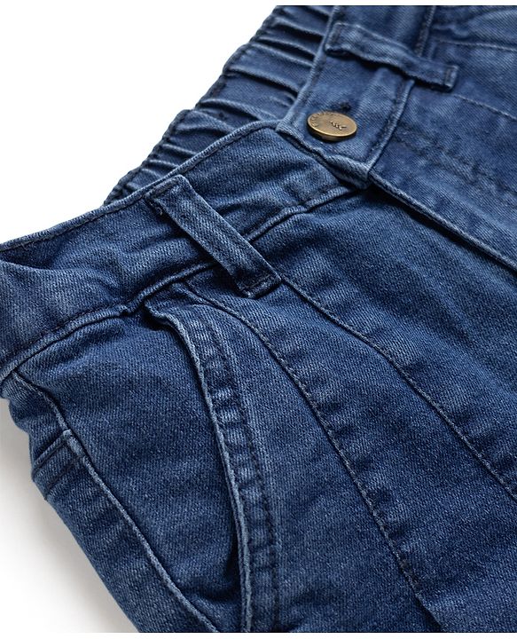 Pine Kids Cotton Mix Ankle Length Denim Jeans with Love Embroidery in Blue