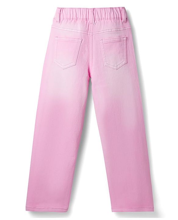 Pine Kids Woven Full Length Solid Jeans With Ombre Effect - Pink