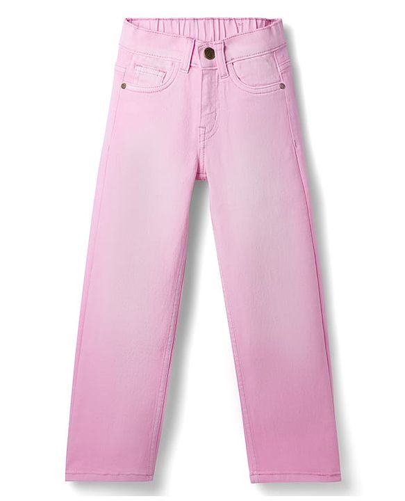Pine Kids Woven Full Length Solid Jeans With Ombre Effect - Pink
