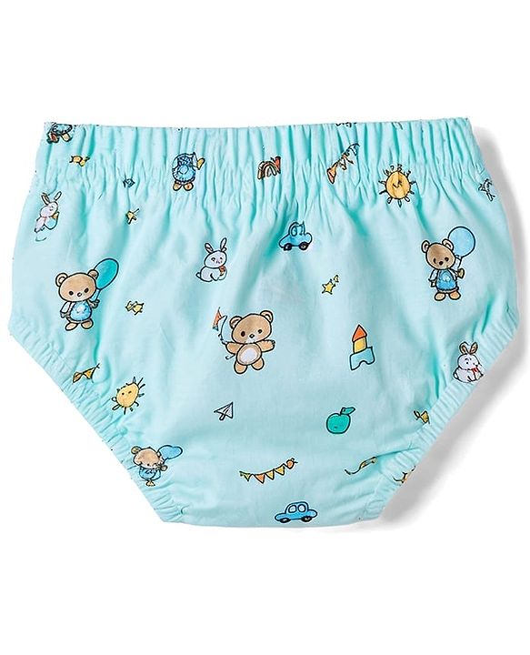 Babyhug 100% Cotton Single Jersey Knit Antibacterial Striped Briefs Pack of 3 With Teddy Print - Multicolor