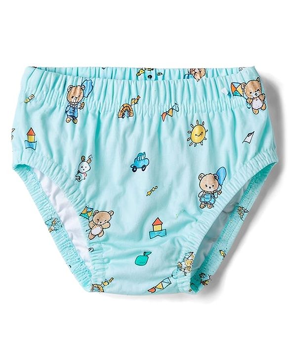 Babyhug 100% Cotton Single Jersey Knit Antibacterial Striped Briefs Pack of 3 With Teddy Print - Multicolor